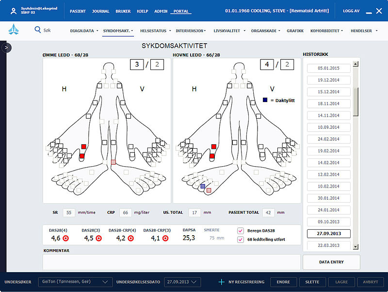 Skjermbilde fra GoTreatIT Rheuma