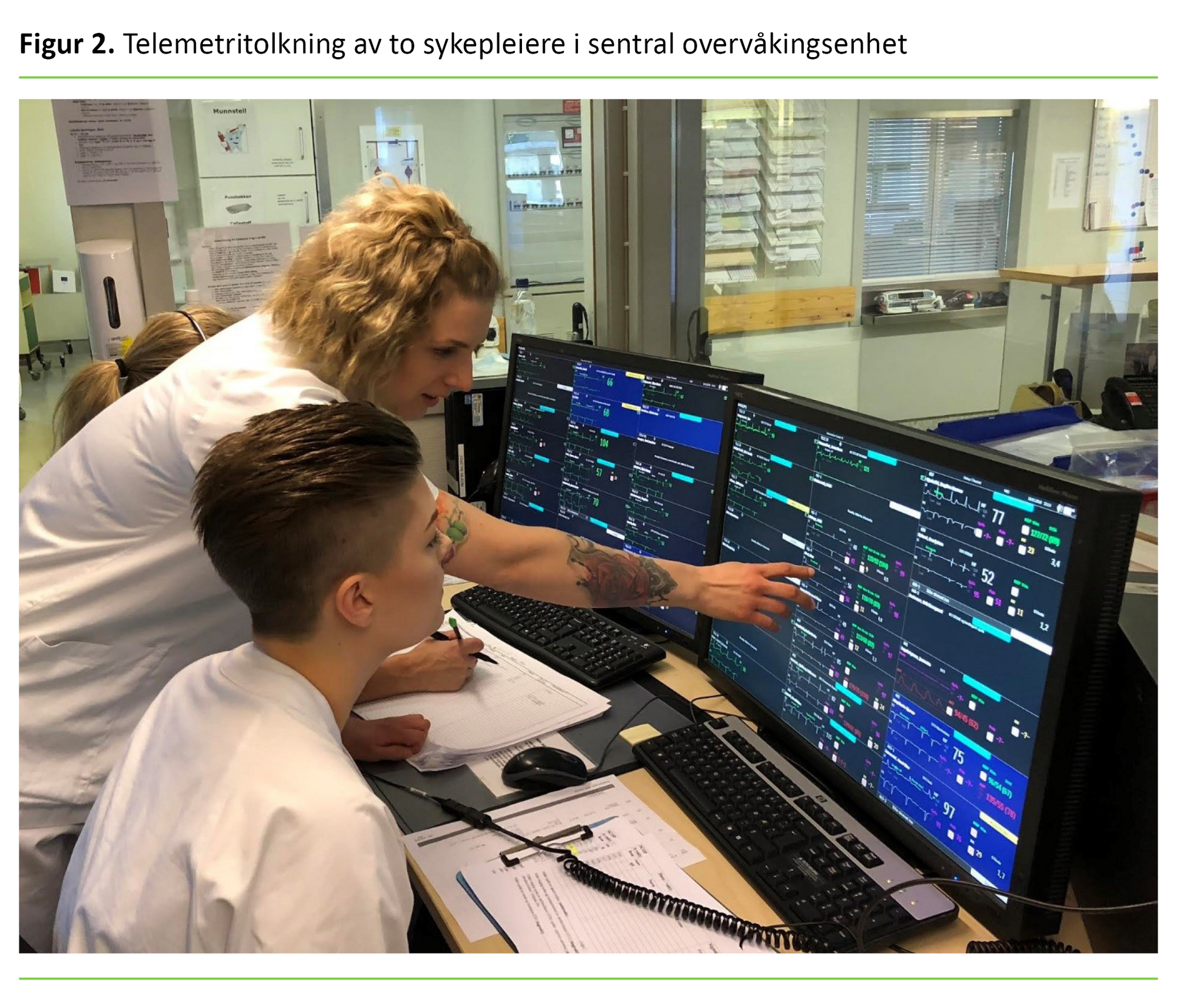 Telemetritolkning av to sykepleiere i sentral overvåkingsenhet 