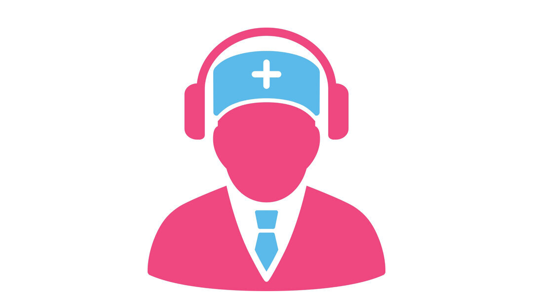 Øretelefoner på en sykepleier.