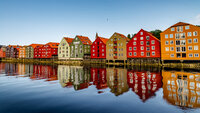 Trondheim Trehusene langs Nidelven i Trondheim.