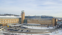Rikshospitalet Bildet viser Rikshospitalet en vinterdag.