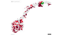 Bildet viser et kart over kommuner i Norge