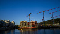 Bildet viser utbygging av Bjørvika i Oslo