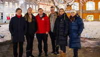 PROTEST I NORD: Fra venstre; Henrik Gaup (Akademikerne), Maika Soleng (Fagforbundet/LO), Torleif Nordbakk (LO), Erling Mickal Solvang (Delta/YS), Kathrine Aursand (UDF/UNIO) og Linda Therese Norrie (NSF/UNIO). Foto: UNIO