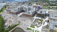 Bildet viser nye Drammen sykehus på Brakerøya.
