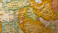 Bildet viser kart over Syria og omkringliggende land.