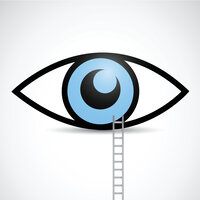 Illustrasjonen viser en stige som går opp til et øye.