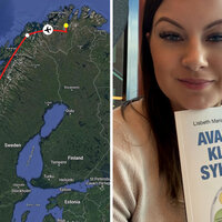 Bildet viser Norgeskart og Maj-Britt Kollevåg