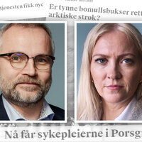 Bildet viser Lill og Vikleik i en collage av tidligere overskrifter om arbeidstøy