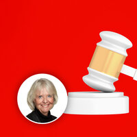 Bildet viser en dommerklubbe utformet som en graviditetest.